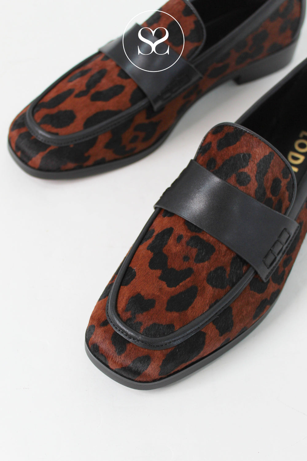 LODI LEOPARD PRINT PENNY LOAFERS WITH BLACK TRIM - A-HOL5665P IRELAND