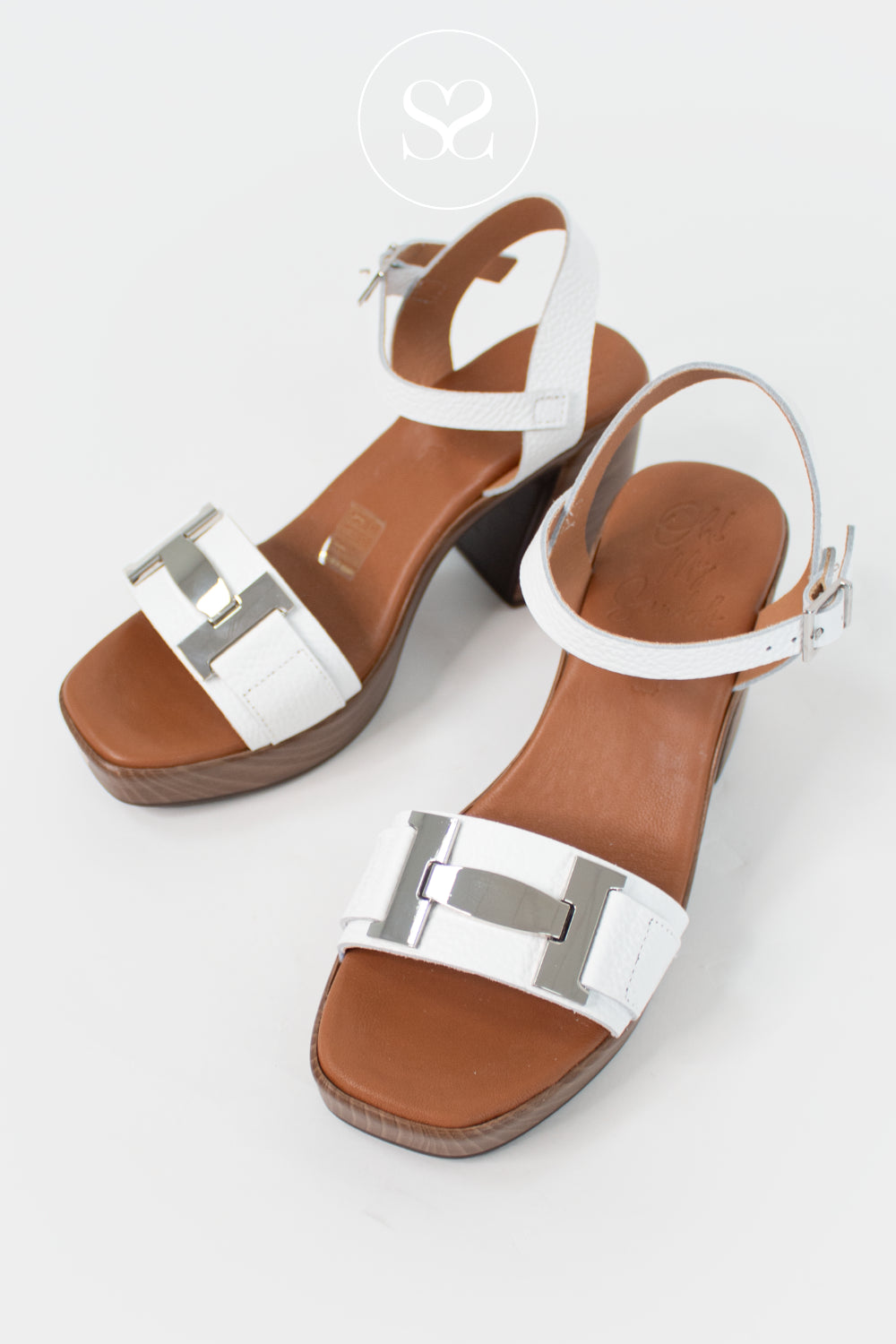 Oh My Sandals White Platform Block Heel Sandals 5931