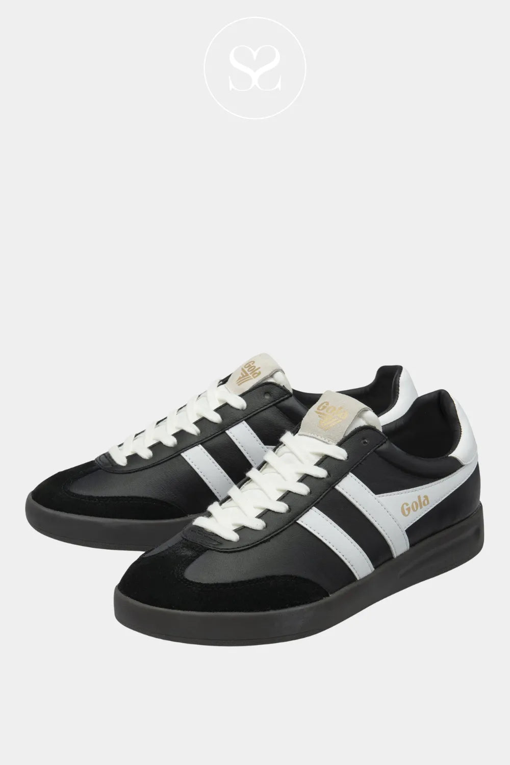 Gola Retro Black/White Leather Trainer For Women - Cyclone