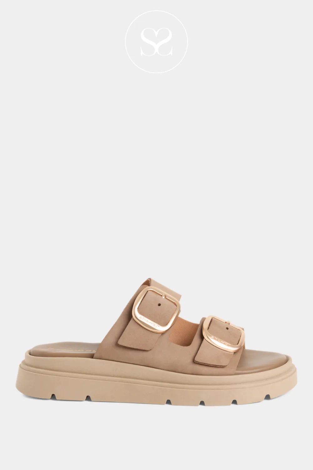 Tamaris Taupe Chunky Slider Sandals 1-27239-42