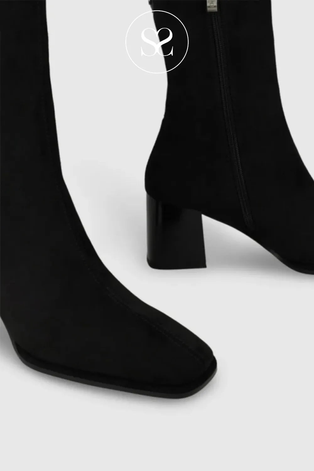 LODI BLACK SUEDE SOCK BOOTS WITH BLOCK HEEL - A-HEKA