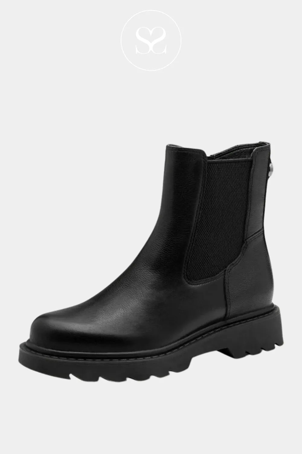 TAMARIS CHELSEA LEATHER BOOT WITH STRETCH SIDE PANEL 
