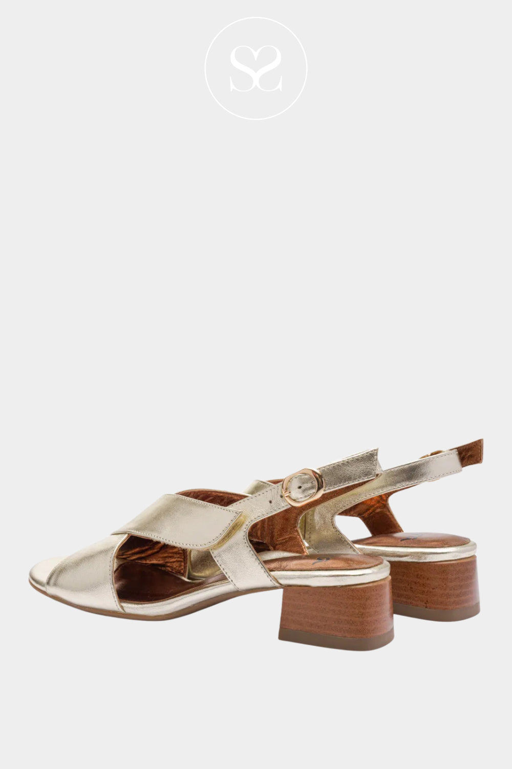 ARA Gold Block Heel Sandals 12-51802