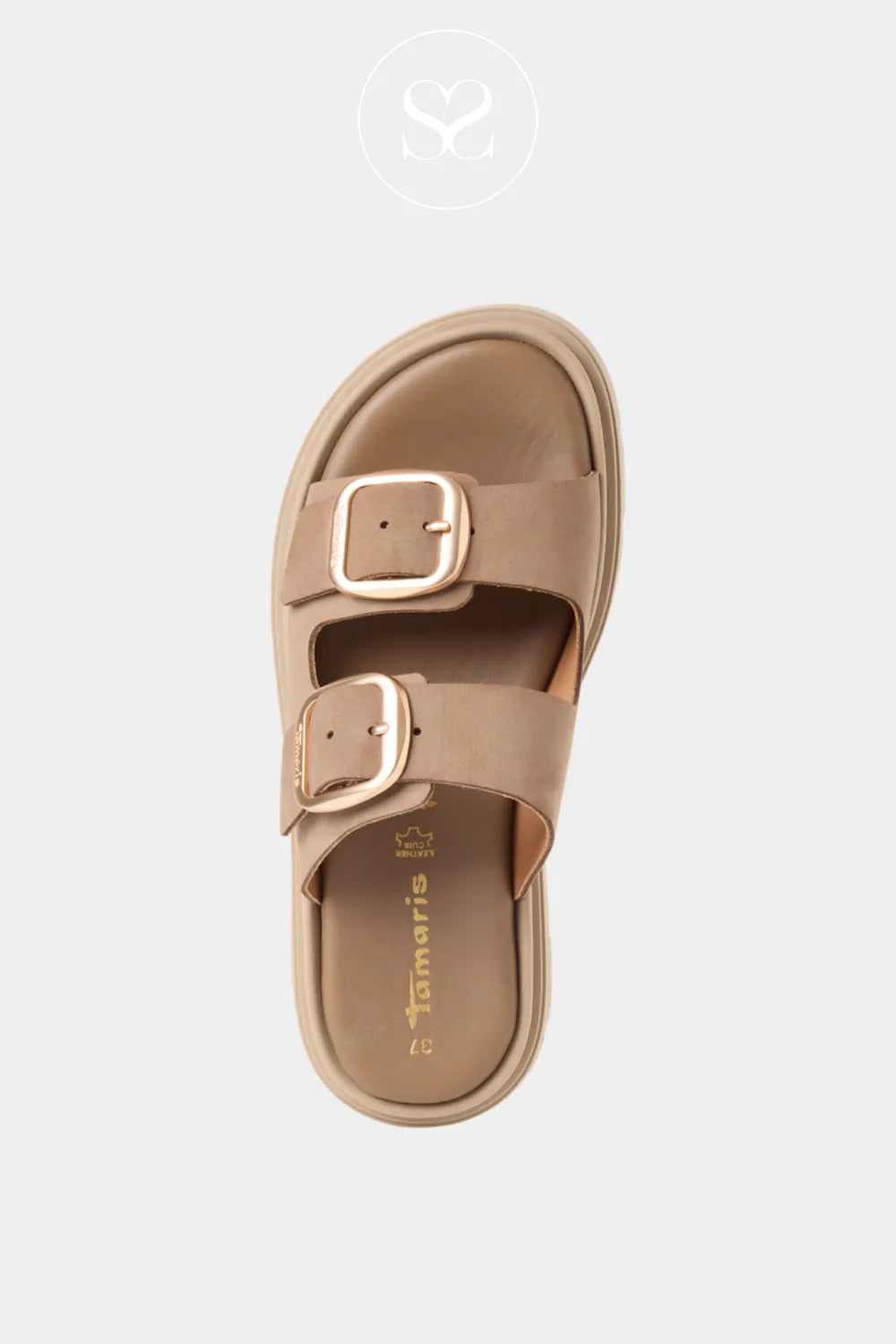 Tamaris Taupe Chunky Slider Sandals 1-27239-42 Ireland