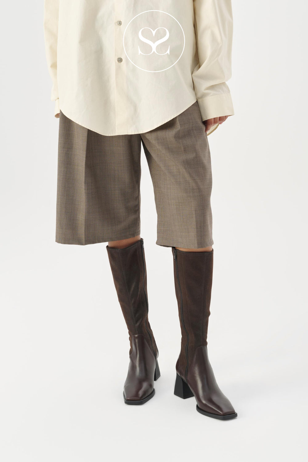 VAGABOND BROWN LEATHER BLOCK HEEL KNEE HIGH BOOTS - HEDDA 5602-202 IRELAND