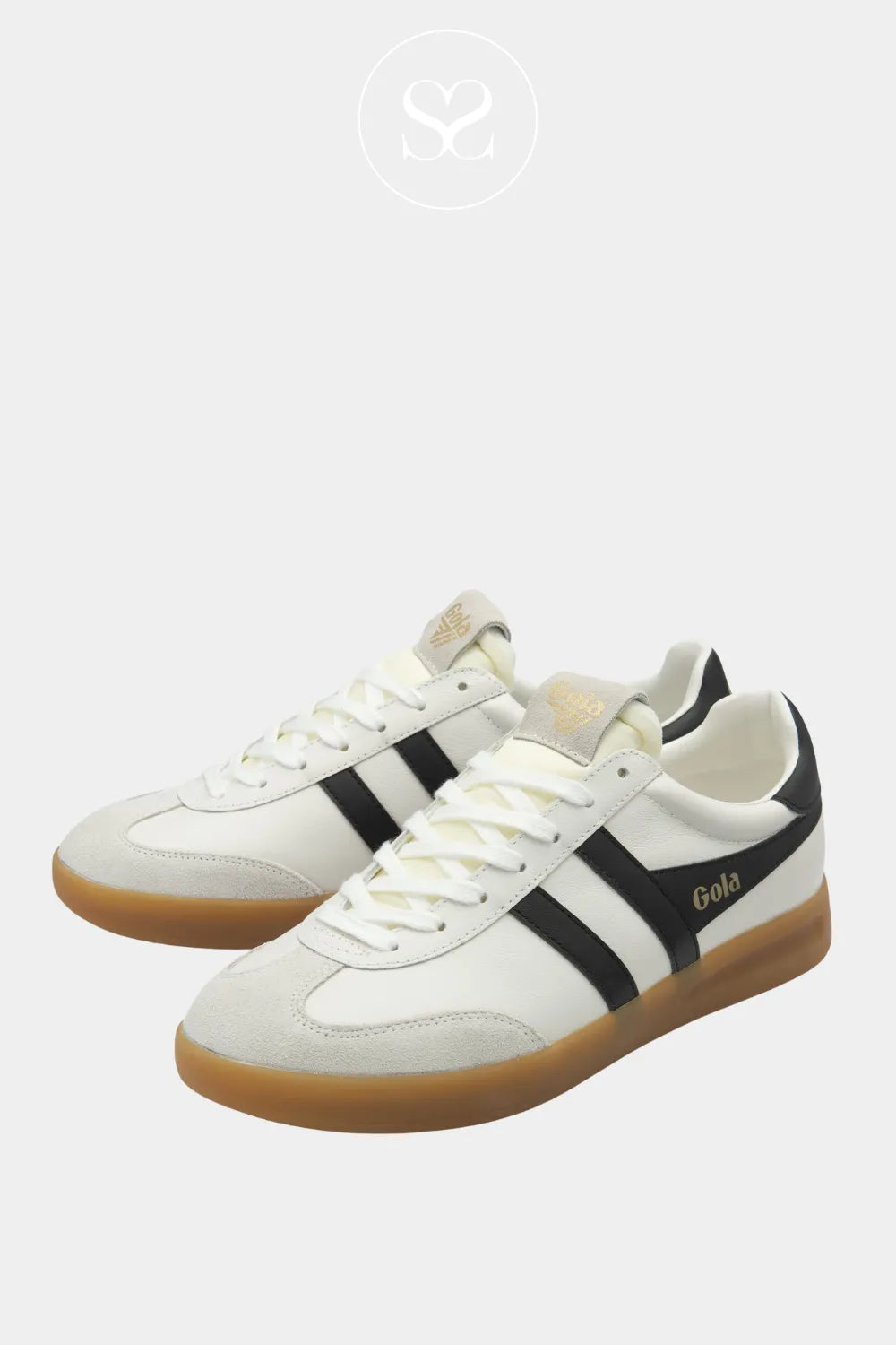Gola Retro White/Black Leather Trainer For Women - Cyclone