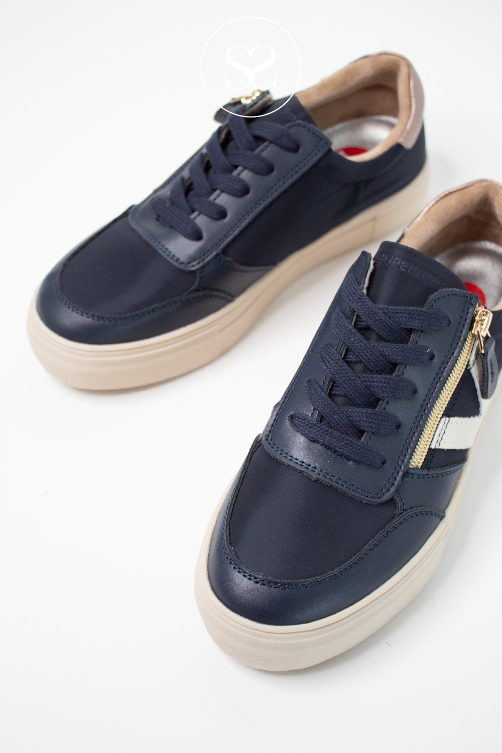 DRILLEYS NAVY ZIP-UP PLATFORM TRAINERS - EIGHTY ONE
