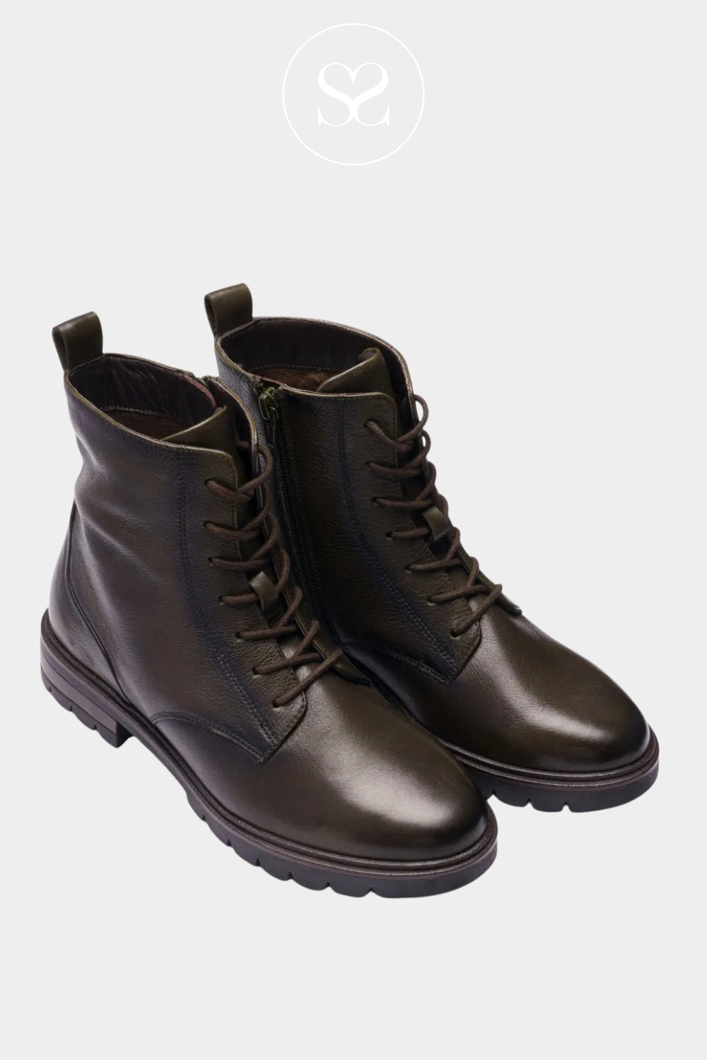 Comfortable Green lace up boots for women from Ara in Ireland