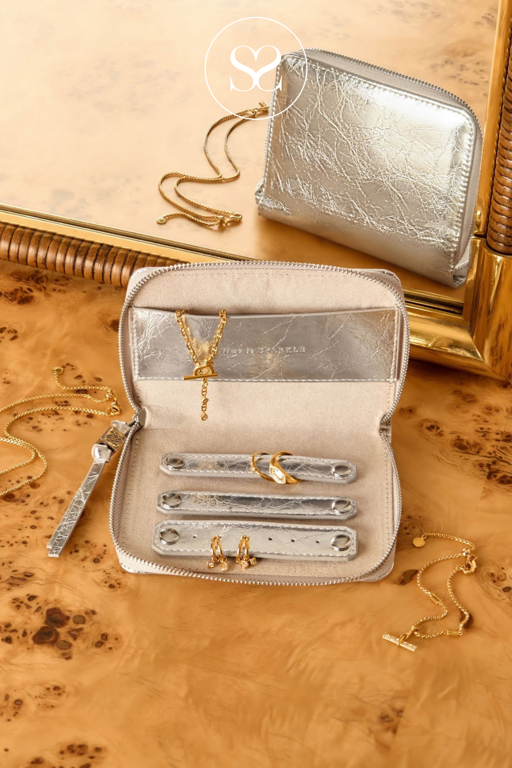 Katie Loxton Slim Jewellery Case - Silver