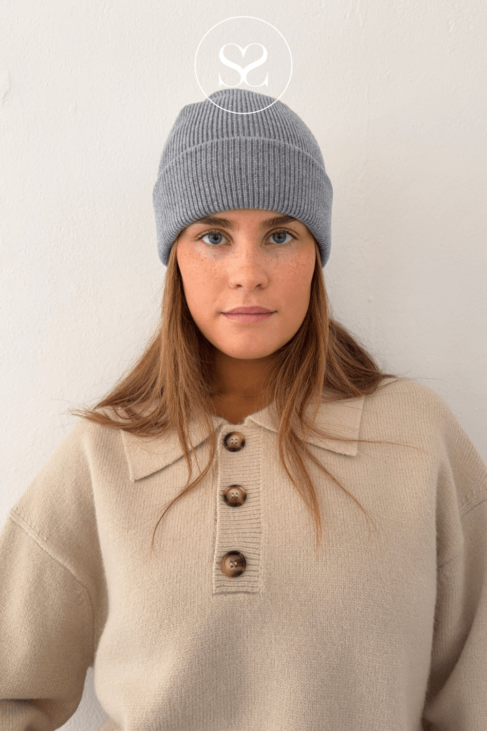 Boii Grey Knitted Beanie Hat - Busse
