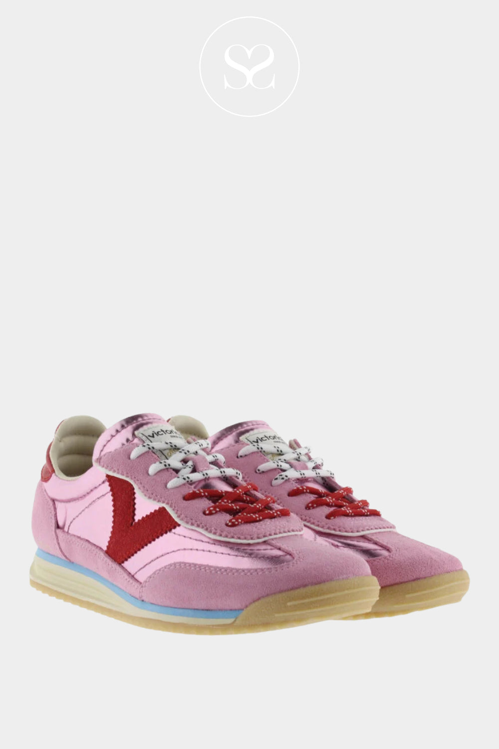 Victoria Metallic Pink & Red Retro Trainers 1158111