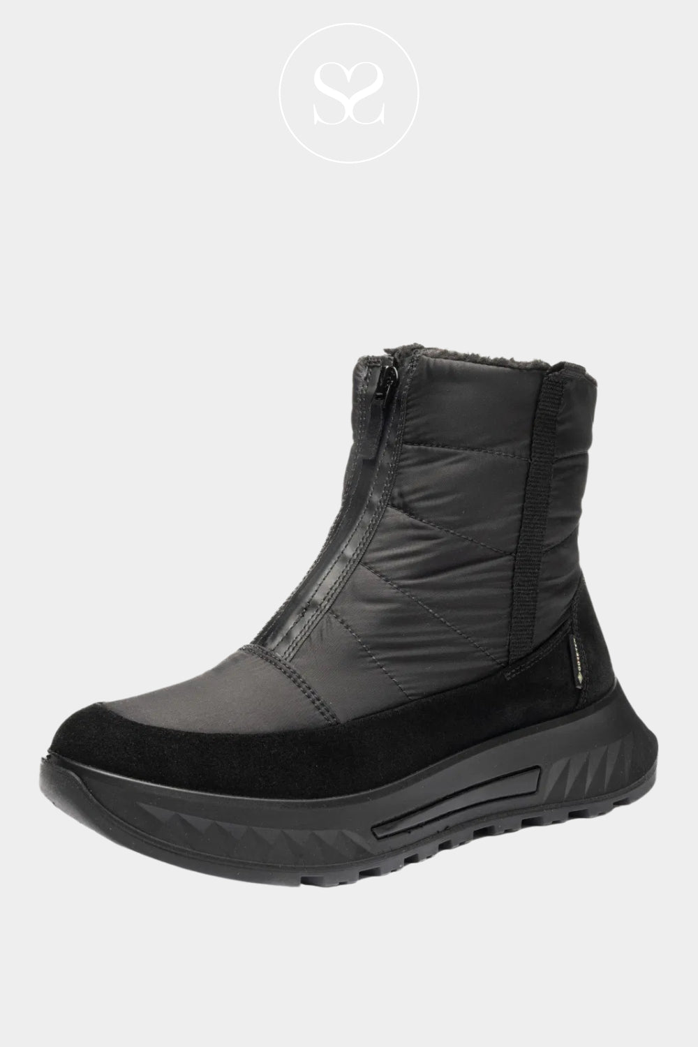 ARA BLACK GORE-TEX TRAINER BOOTS WITH FRONT ZIP