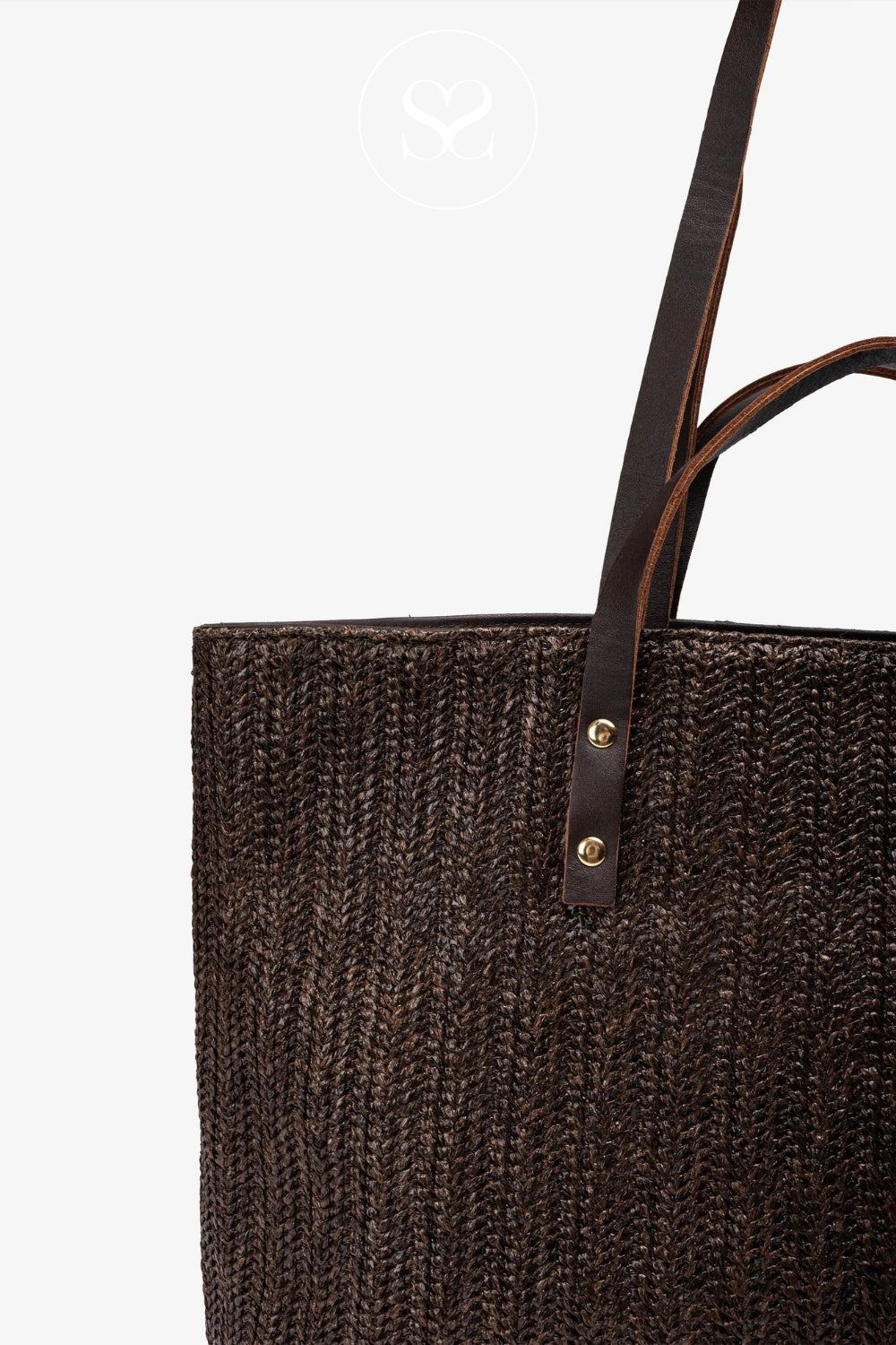 Chocolate woven handbag for women in Ireland