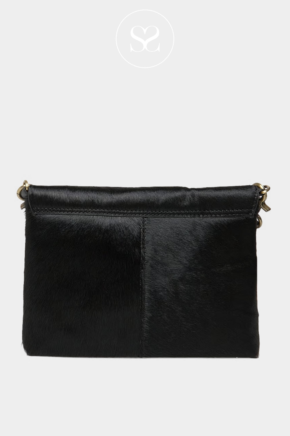 100% Hair-On Black Leather Clutch Bag from Depeche - Ireland