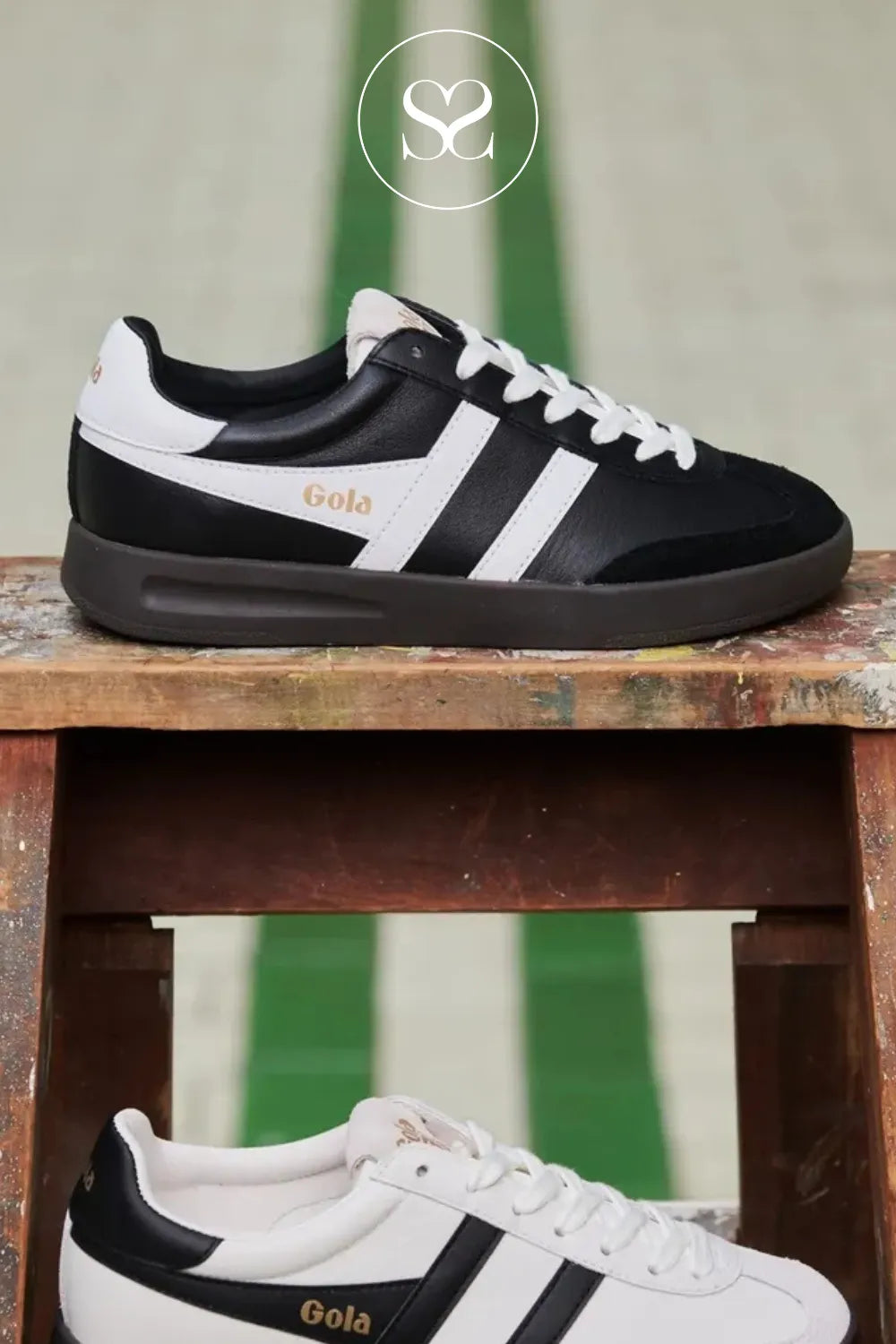 Gola Retro White/Black Leather Trainer For Women - Cyclone