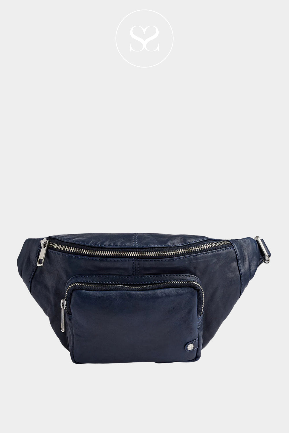 Depeche Navy Leather Crossbody Bum Bag - 13396