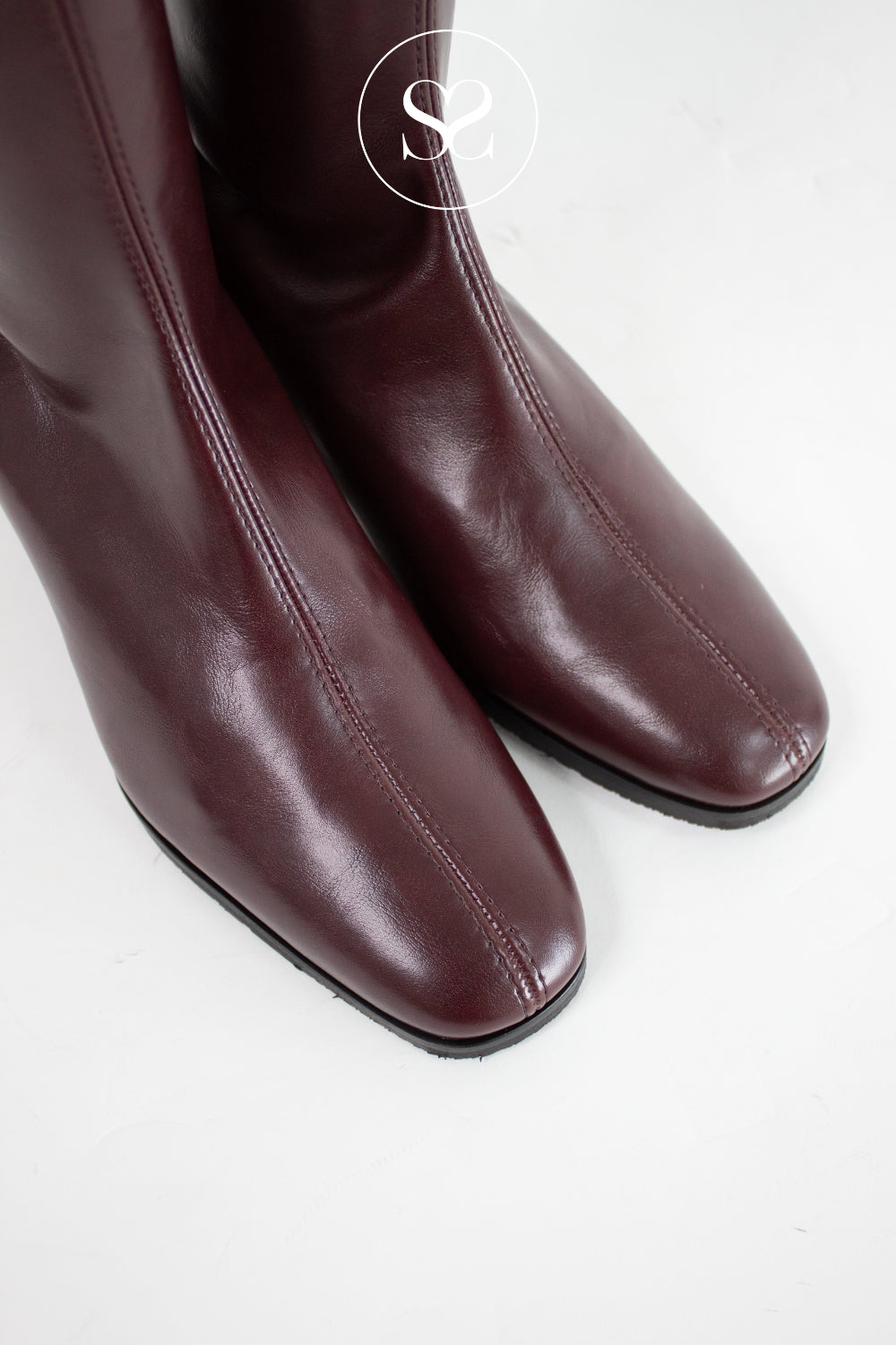 Buy Miss Elastic Burgundy Knee High Sock Boots - 78331 Online