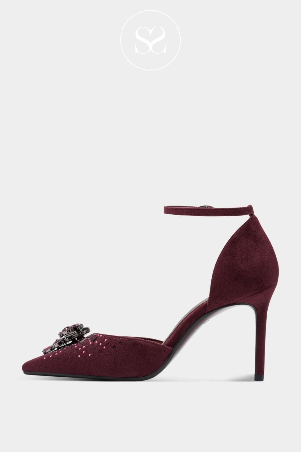 Tamaris Wine Red Bejeweled High Heels 1-22440-47