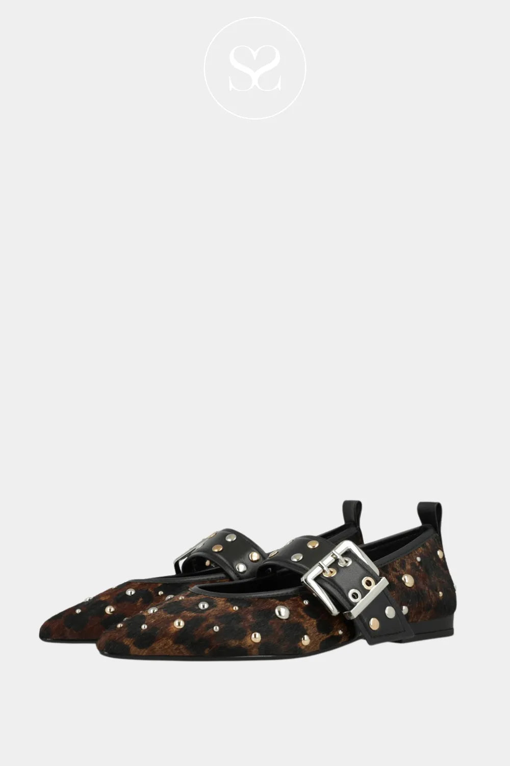 LODI LEOPARD PRINT POINTED TOE PUMP - A-ISQ5670P FOR WOMEN WITH CROSS STRAP AND PULL ON TAB DETAIL