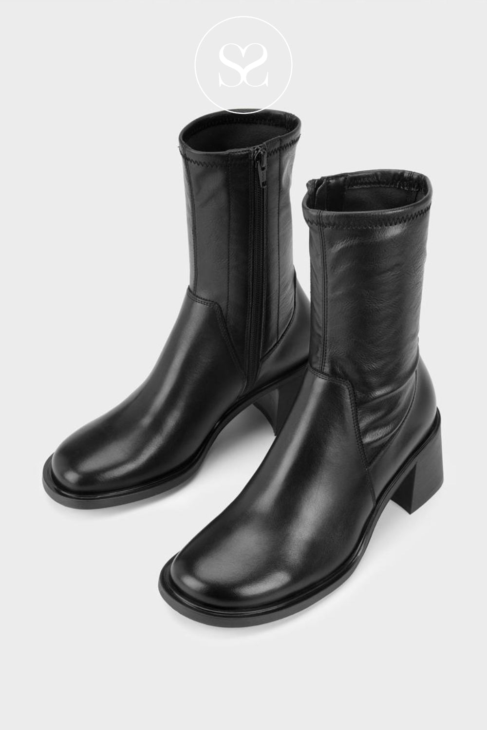 Vagabond Black Sock Ankle Boots- Vega-6251-202