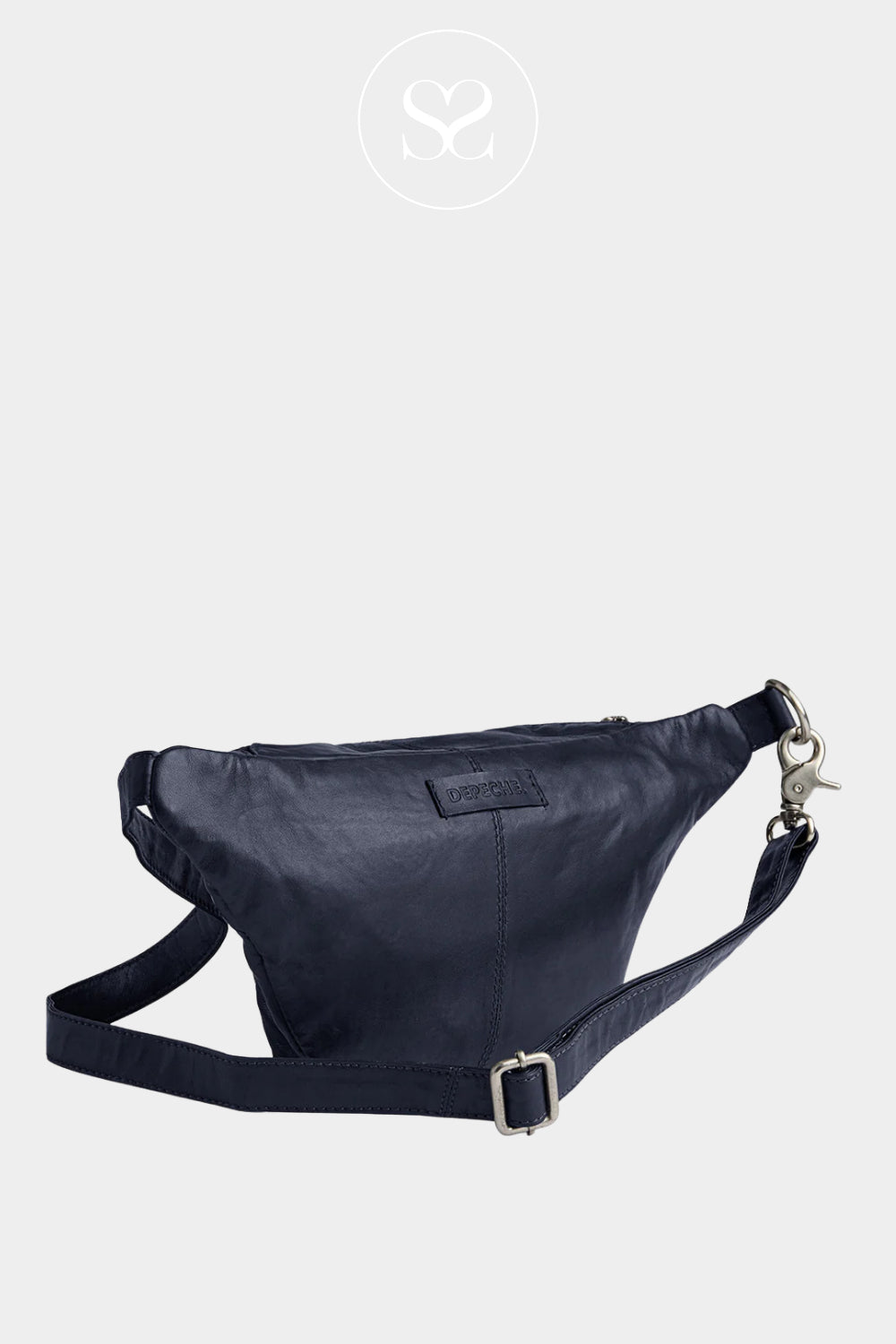 Depeche Navy Leather Crossbody Bum Bag - 13396