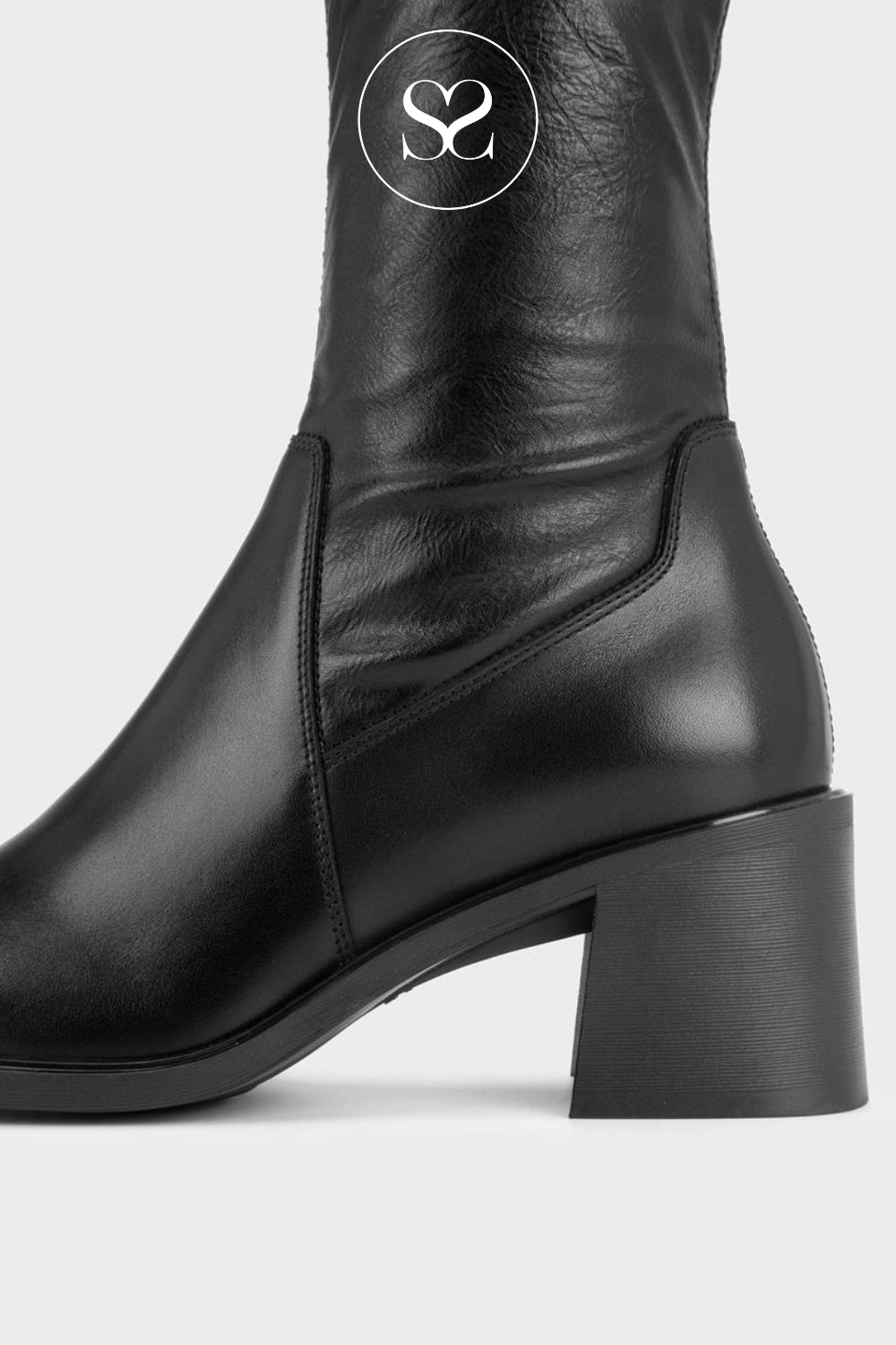Vagabond Black Sock Ankle Boots with a 6cm block heel