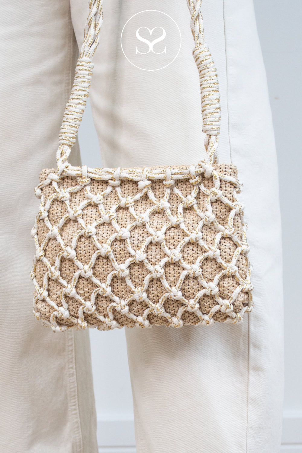 Unisa Woven Cream Handbag ZCABO