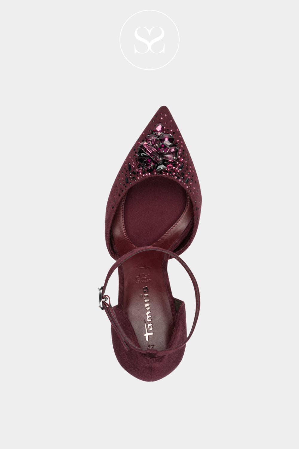Tamaris Wine Red Bejeweled High Heels 1-22440-47