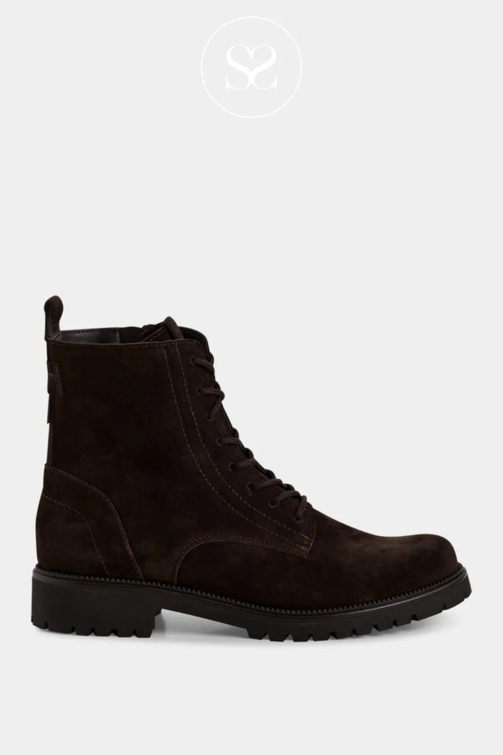 TAMARIS BROWN LEATHER SUEDE LACE UP ANKLE BOOTS 1-25402-43