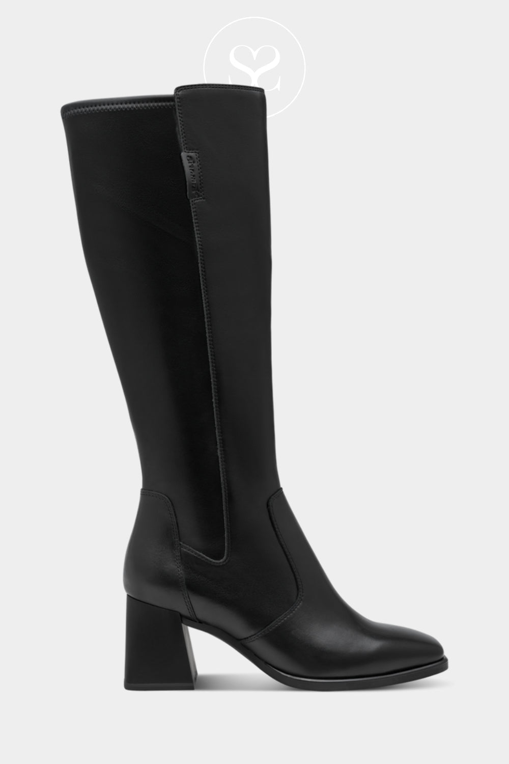 Tamaris Black Knee-High Heeled Boot - 1-25544 for Women in Ireland