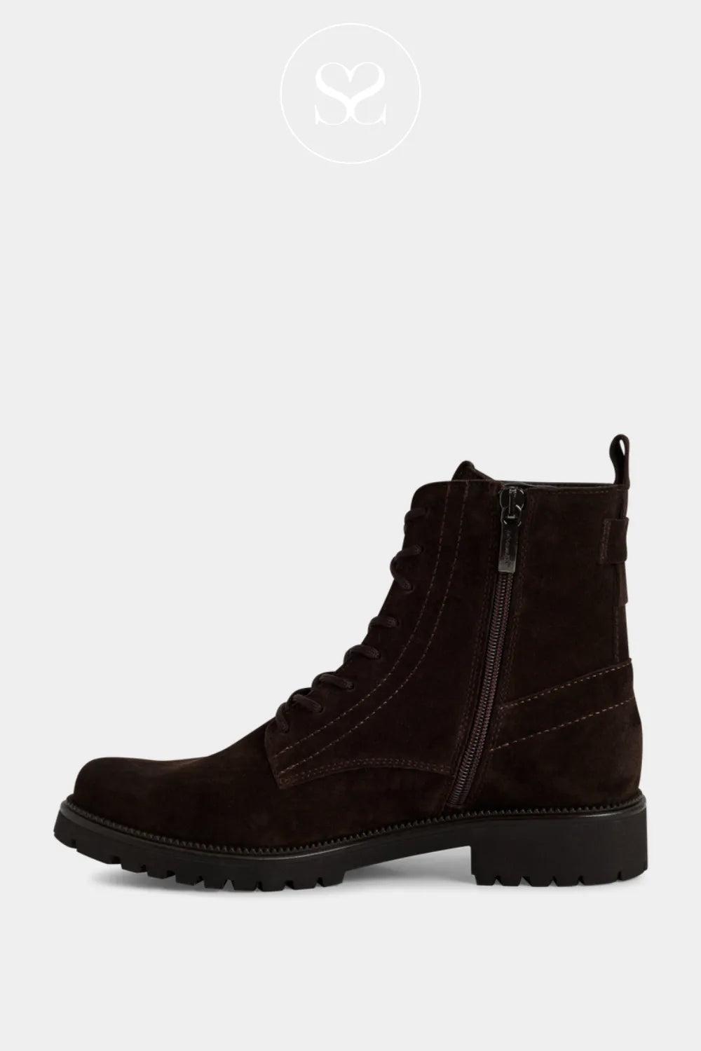 TAMARIS BROWN LEATHER SUEDE LACE UP ANKLE BOOTS 1-25402-43