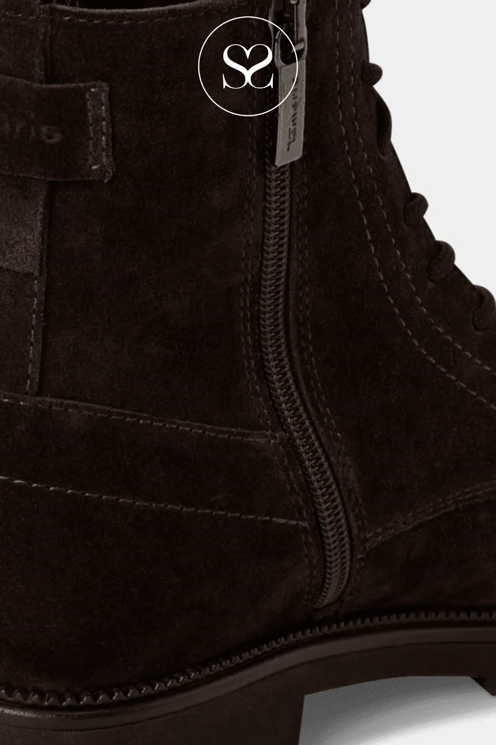 TAMARIS BROWN LEATHER SUEDE LACE UP ANKLE BOOTS 1-25402-43