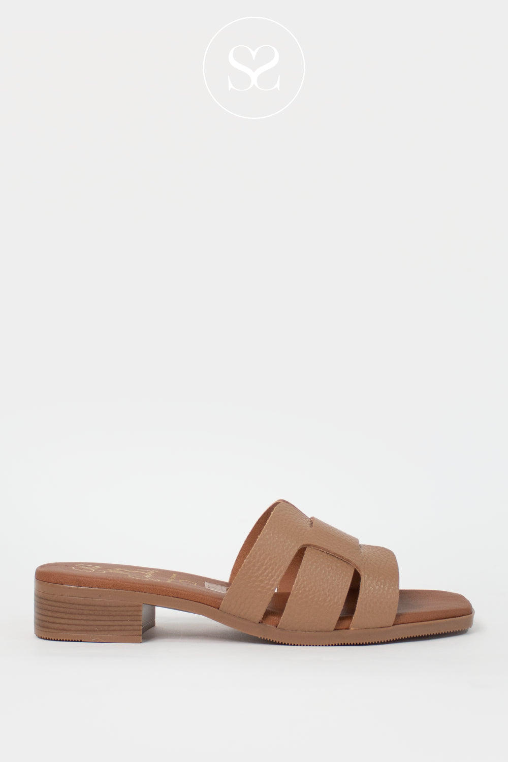 Oh My Sandals Taupe Block Heel Slider Sandals 5880 Ireland