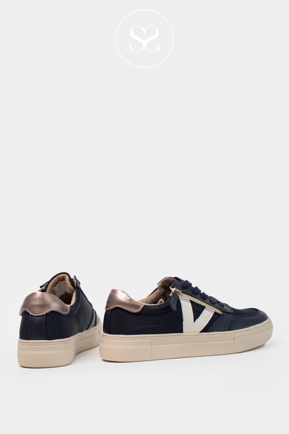 DRILLEYS NAVY ZIP-UP PLATFORM TRAINERS - EIGHTY ONE