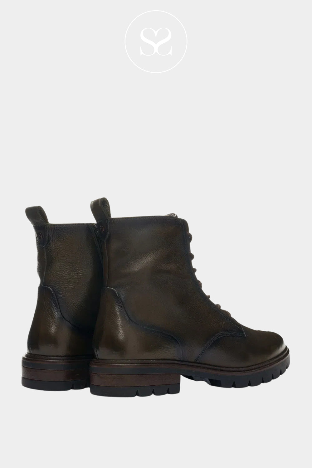 Comfortable green leather military / combat boots for women in Ireland from Ara brand