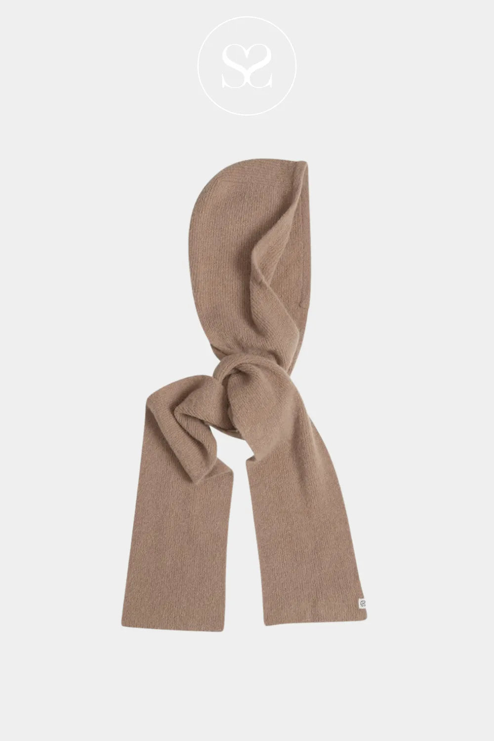 MOSS COPENHAGEN TAN HOOD SCARF - HOPE