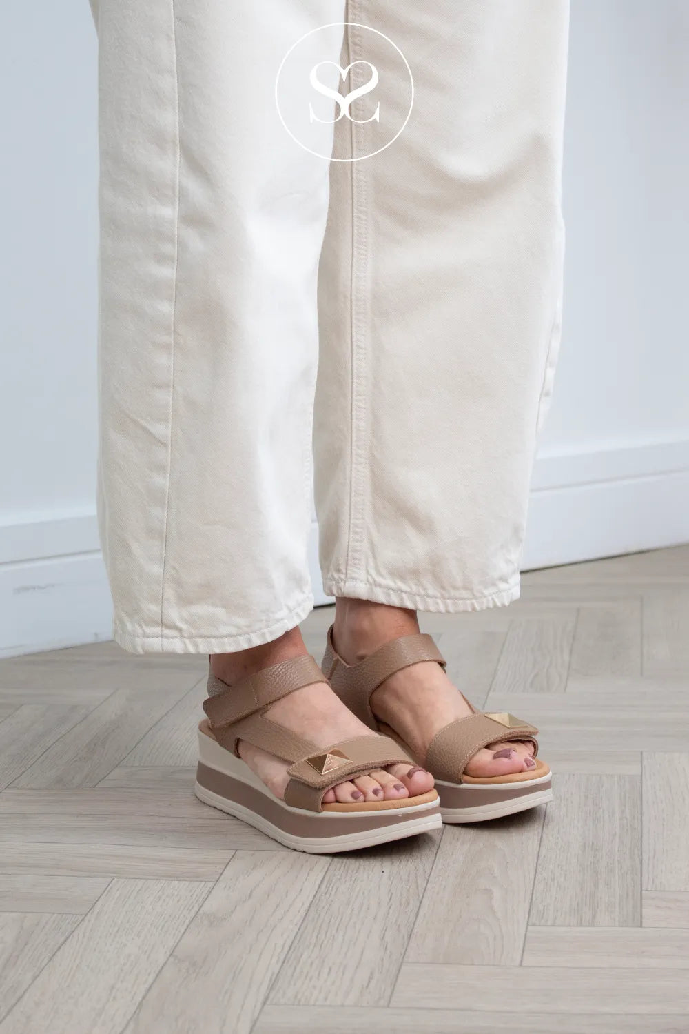 Oh My Sandals Taupe Wedge Sandals 5973