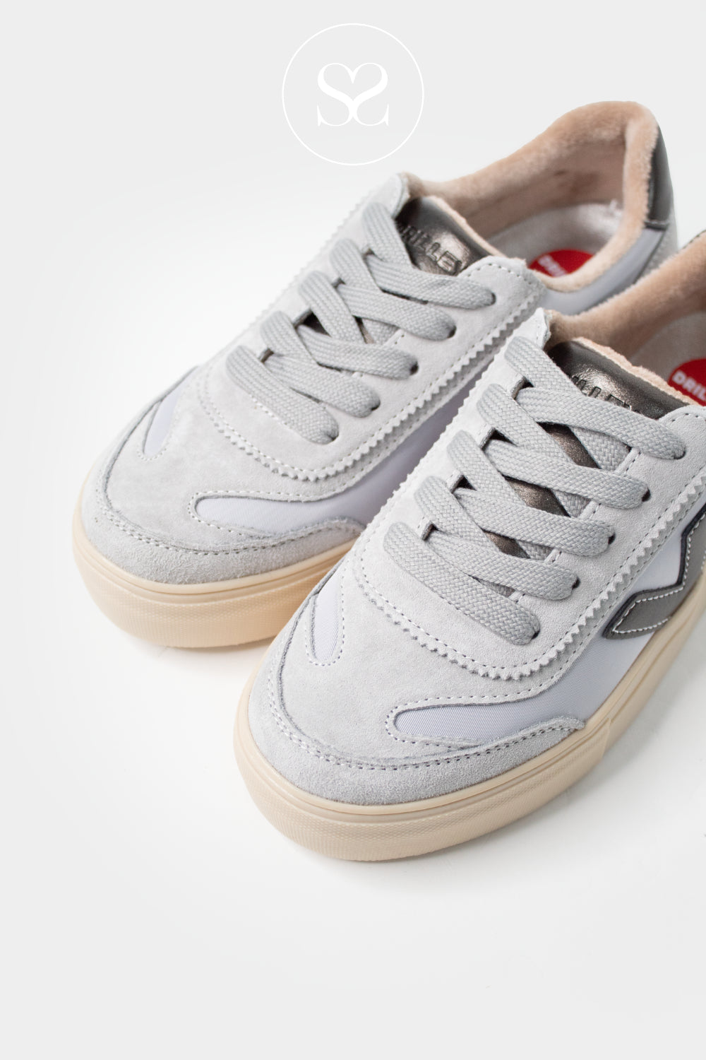 Drilleys Grey Lace-up Trainers with Fleese Lining -Ireland