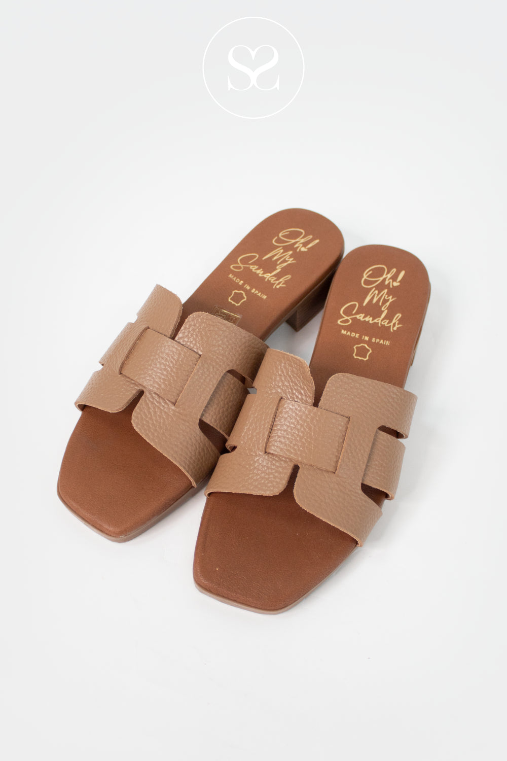 Oh My Sandals Taupe Block Heel Slider Sandals 5880