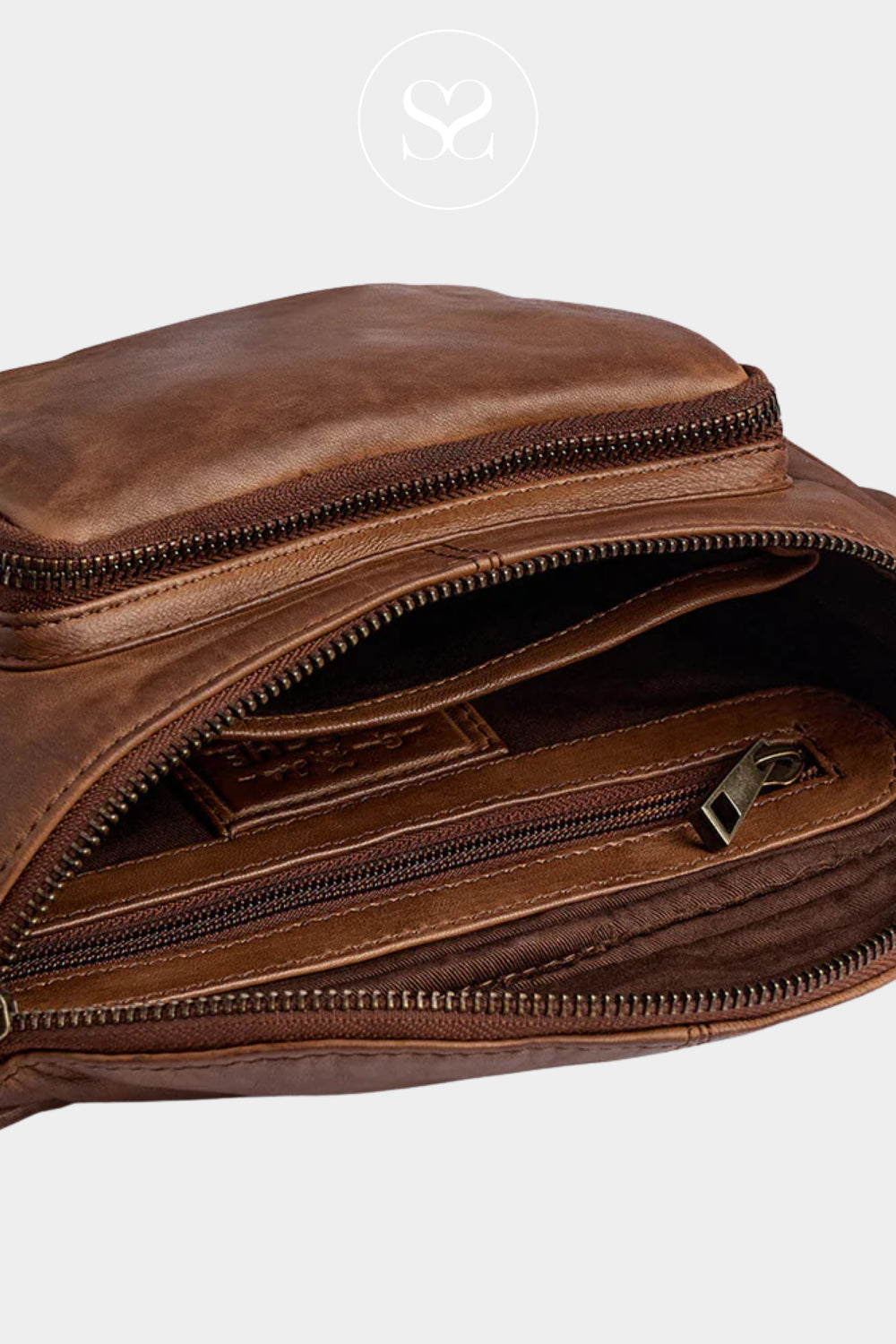 Depeche Brown Leather Crossbody Bumbag - 13396