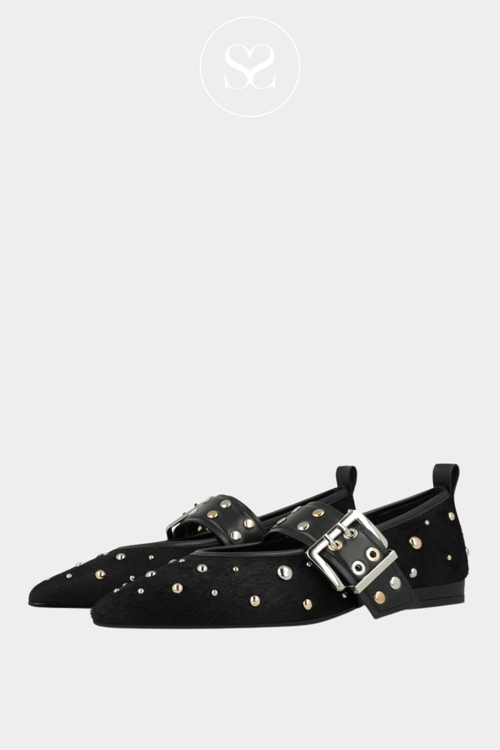 LODI BLACK PONTED TOE PUMP - A-ISQ5670P FOR WOMEN WITH CROSS STRAP AND PULL ON TAB DETAIL