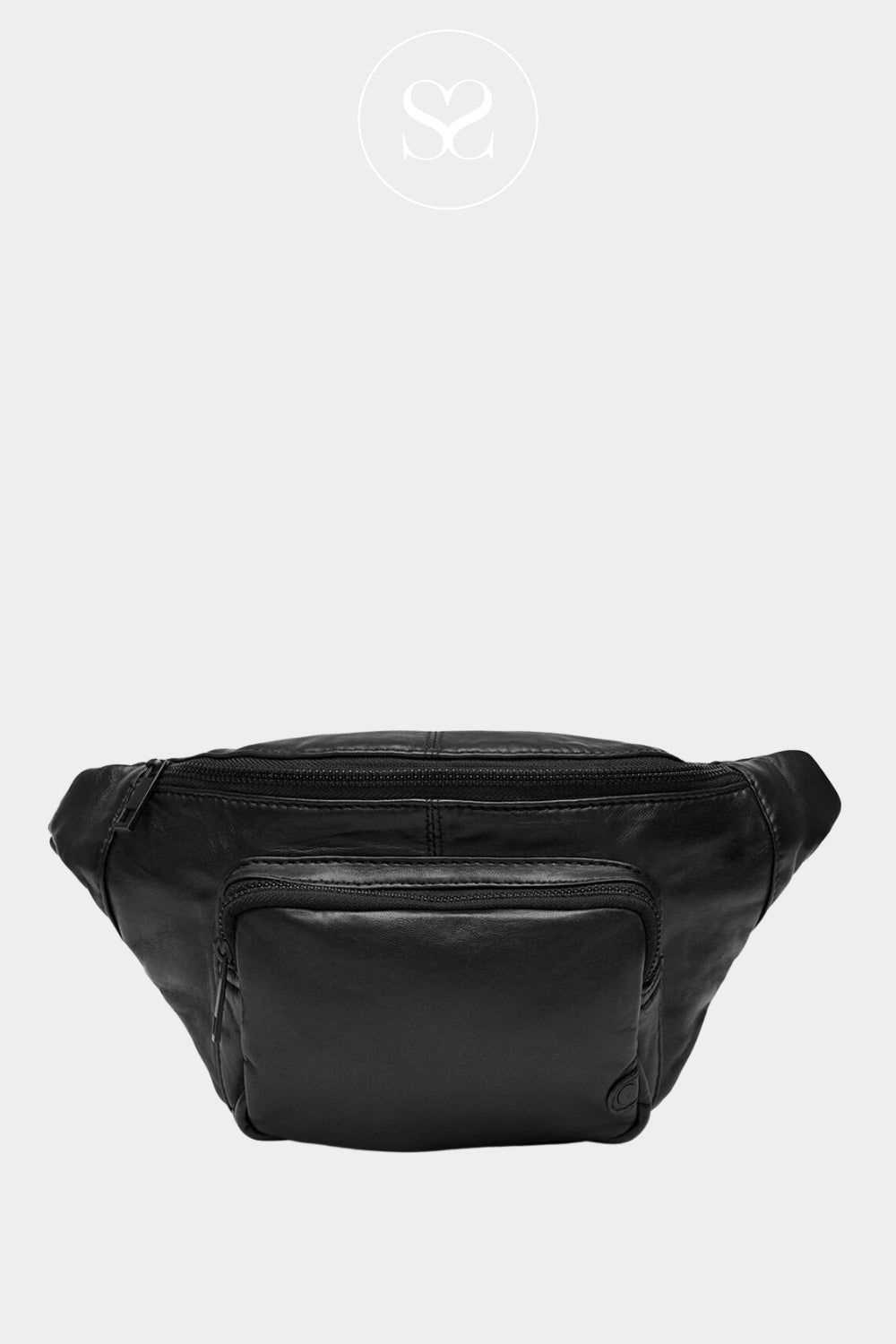 Depeche Black Leather Crossbody Bumbag - 13396