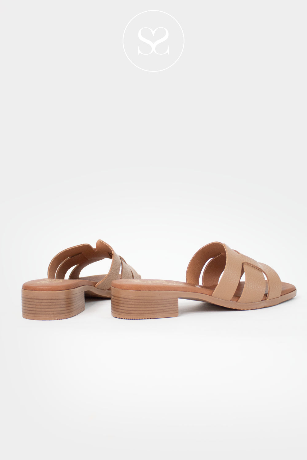 Oh My Sandals Taupe Block Heel Slider Sandals 5880