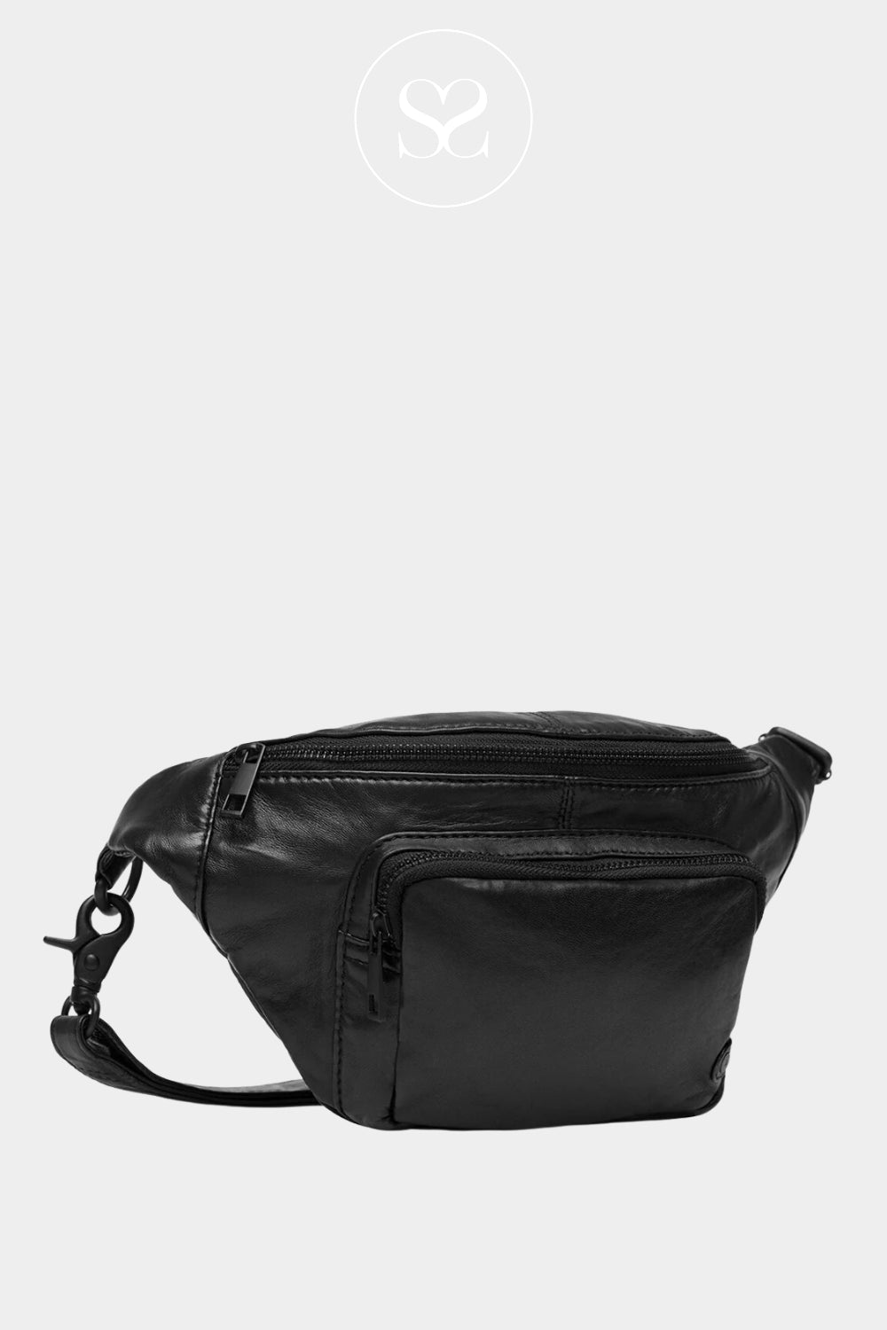 Depeche Black Leather Crossbody Bumbag - 13396 Ireland