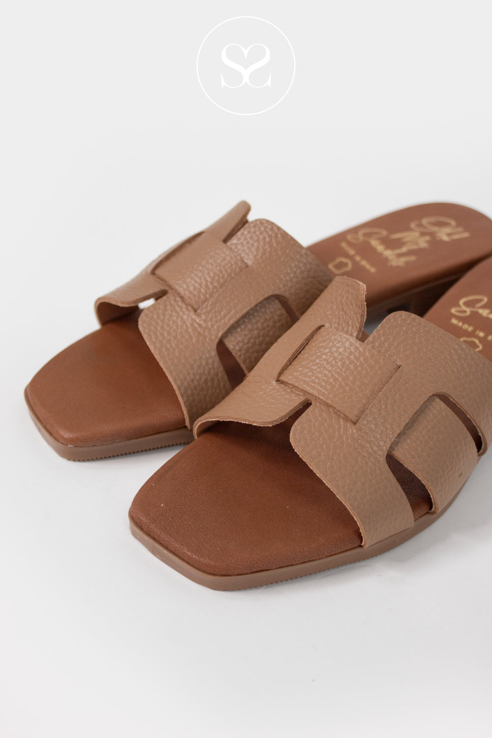 Oh My Sandals Taupe Block Heel Slider Sandals 5880