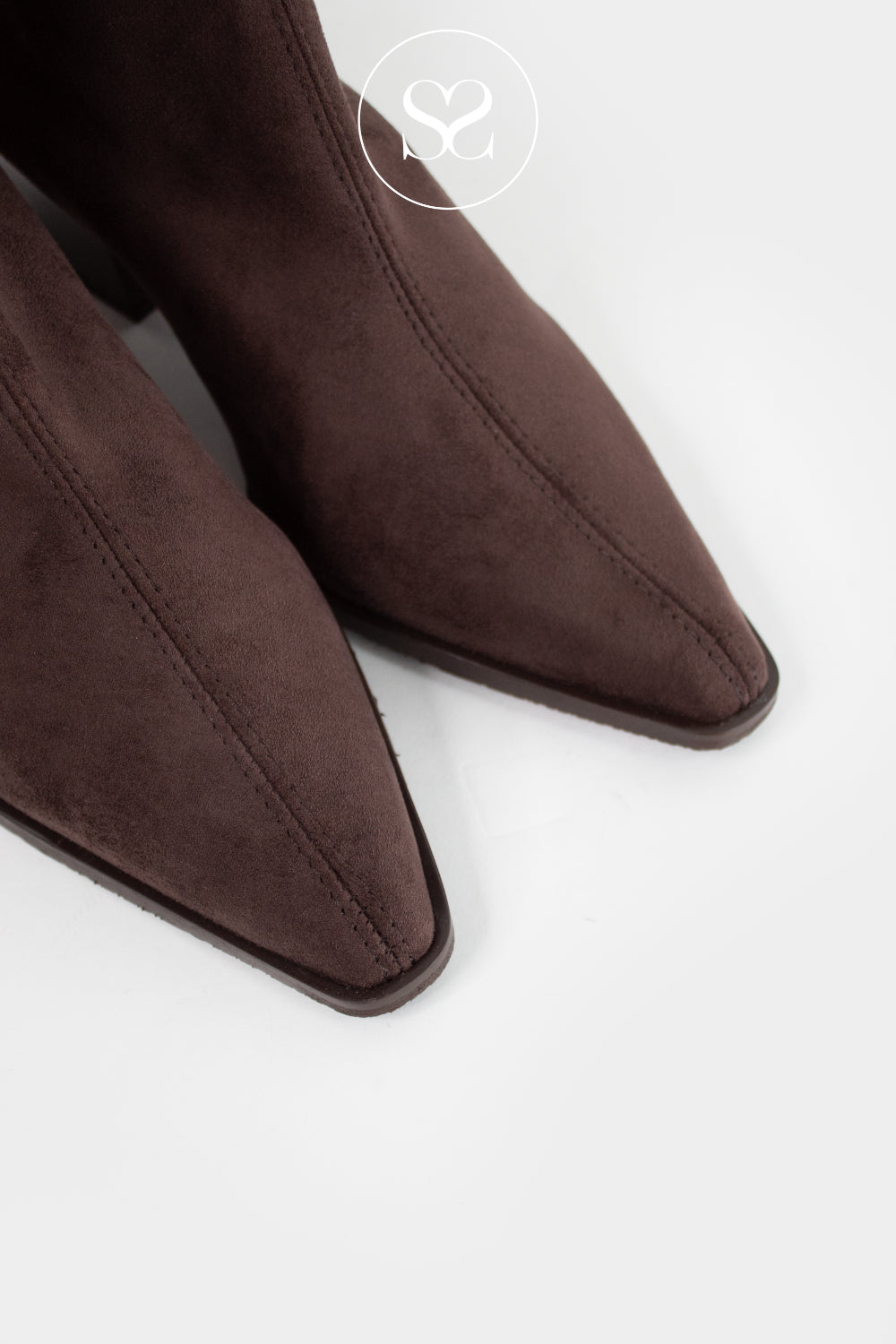 MISS ELASTIC CHOCOLATE  BROWN SUEDE KNEE HIGH SOCK BOOTS - 78150