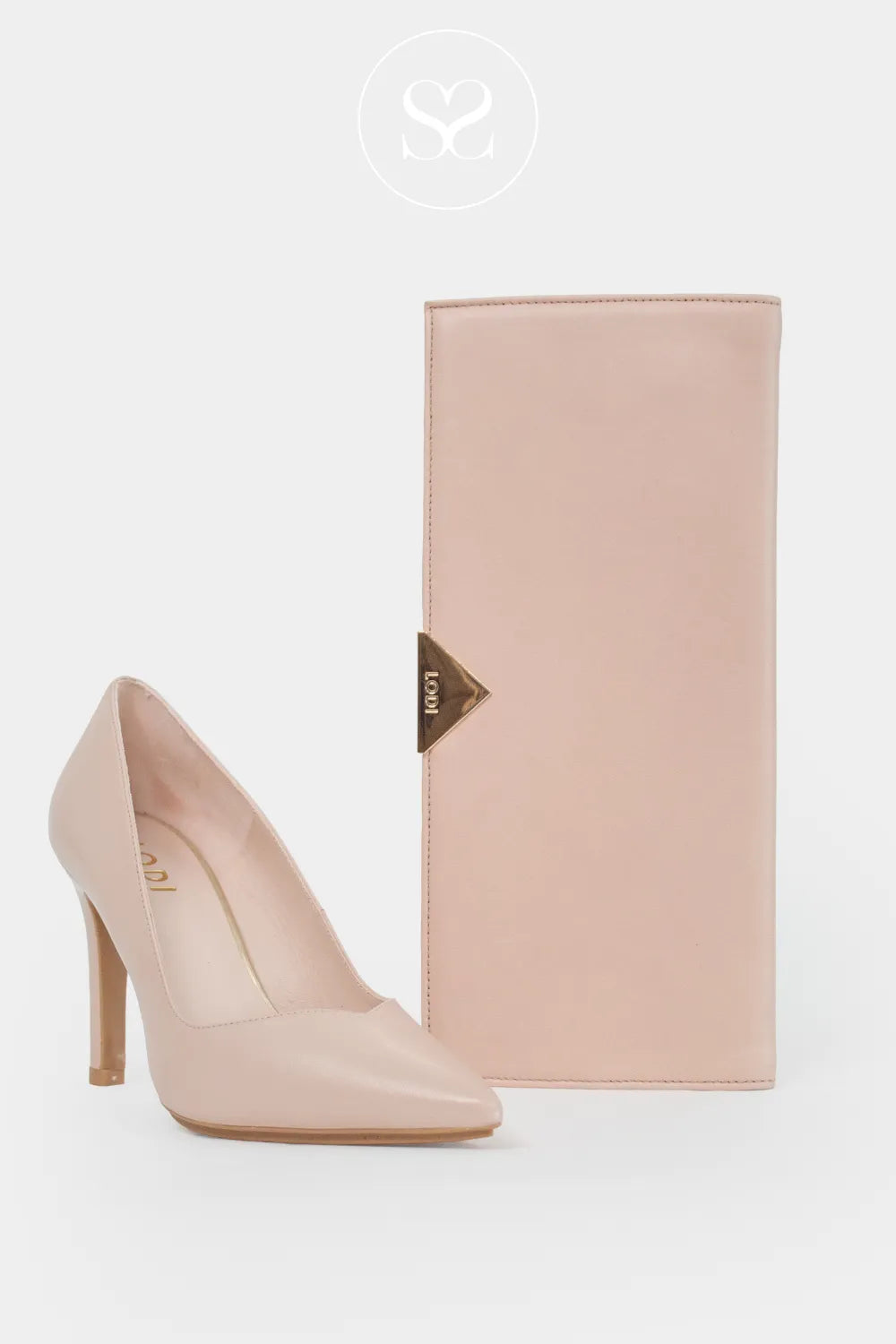 Lodi Nude Leather Envelope Clutch Bag  (Gold Clasp) - L1900