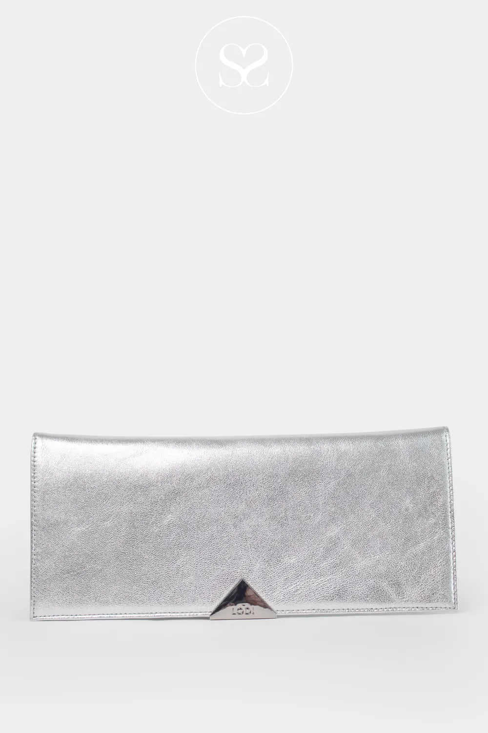 Lodi Silver Leather Envelope Clutch Bag L1900