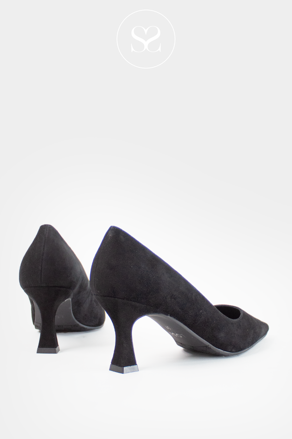 LODI FULL BLACK SUEDE COURT SHOES / HEELS (BLACK INSOLE) JONA