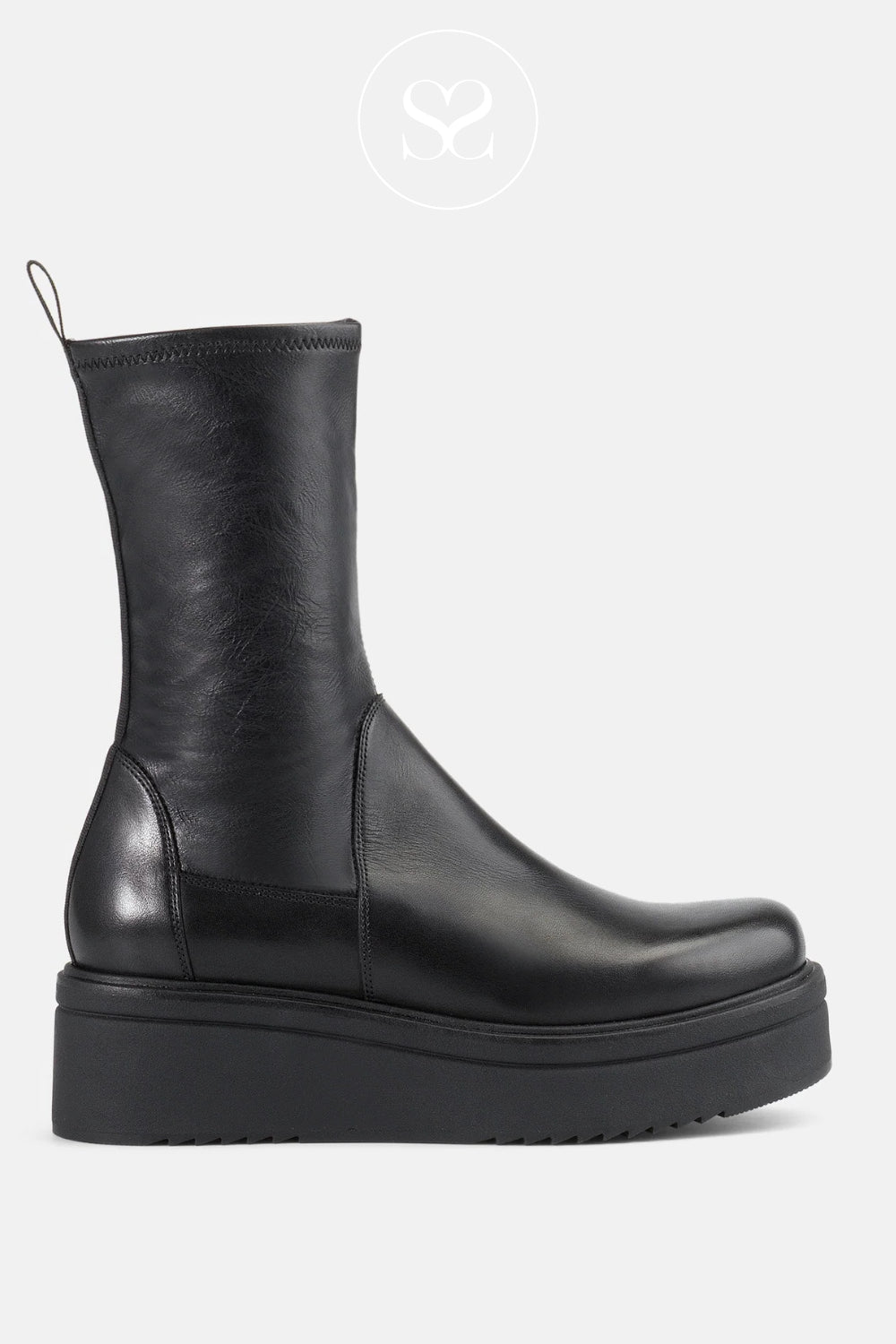 VAGABOND TARA 6046-002 BLACK LEATHER WEDGE ANKLE BOOTS